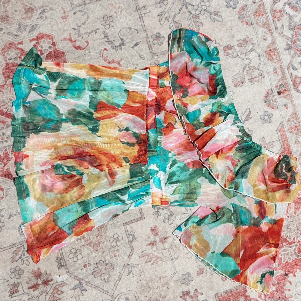 silence + noise Multicolor Floral Off-Shoulder Ruffle Top